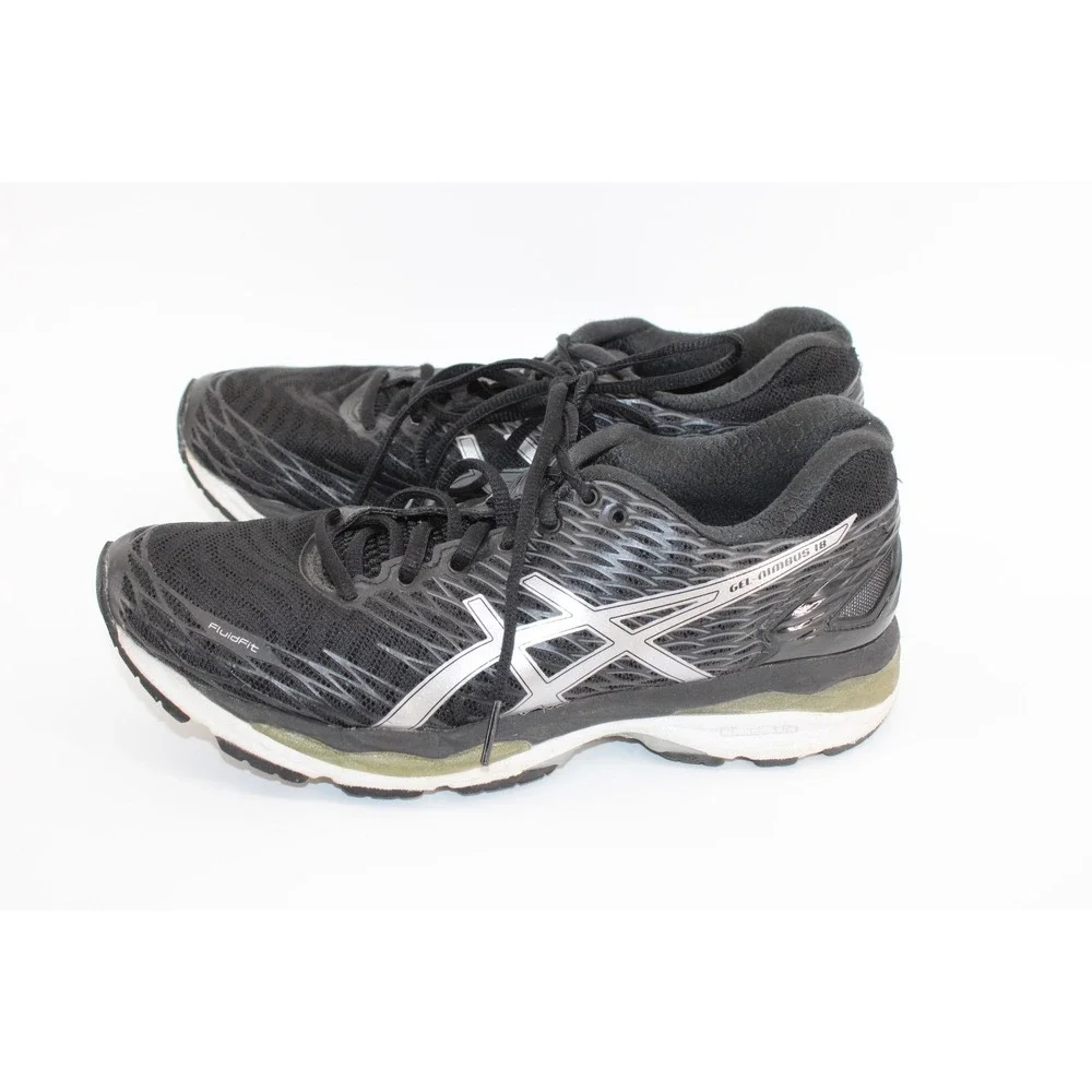 ASICS Women's Gel-Nimbus 18 Size 9 Black and Silver Running Shoe Walking